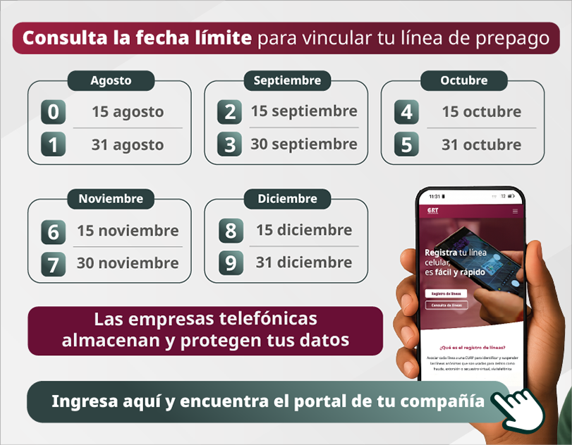 Consulta la fecha límite para vincular tu línea de prepago. Ingresa para encontrar el portal de tu compañía.